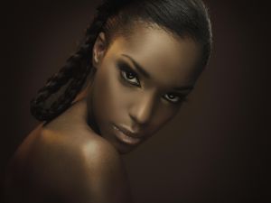 sexy black woman looking at camera