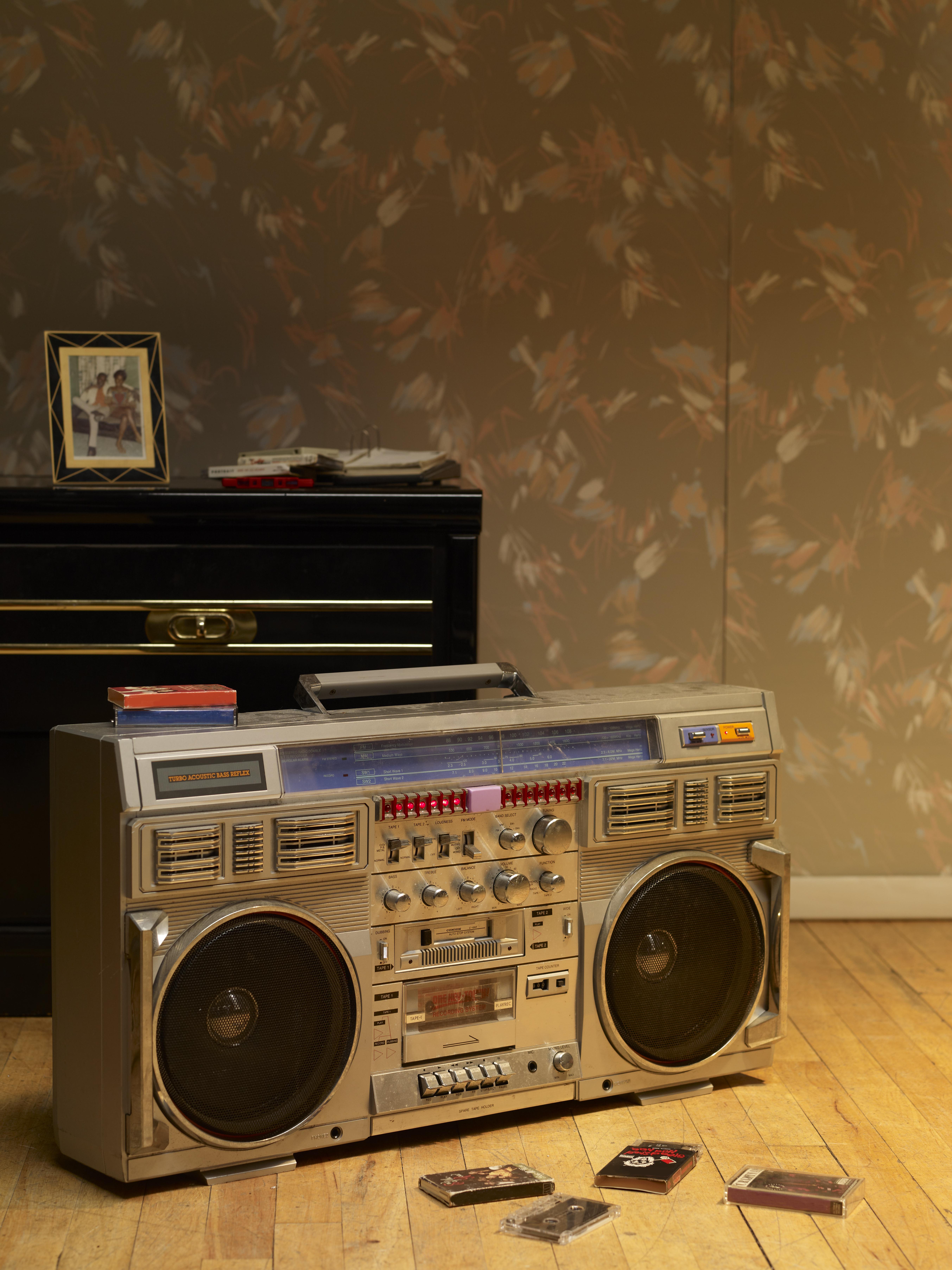 old boombox on floor